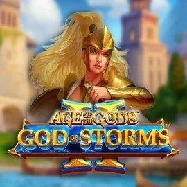 Age Of The Gods: God Of Storms 2 slot logo by Playtech at Spinstein Casino