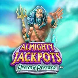 Almighty Jackpots – Realm of Poseidon slot logo by Novomatic at Spinstein Casino